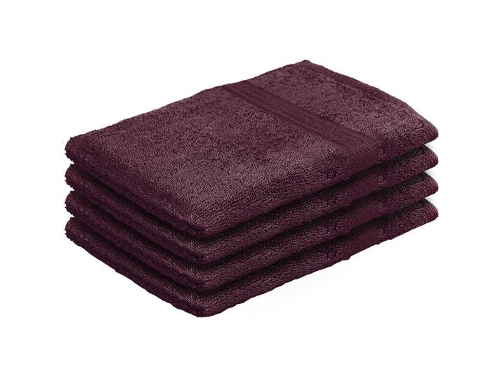 4er-Set Waschhandschuhe aus 100% Baumwolle, Waschlappen mit Schlaufe, braun