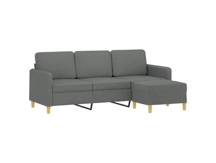 Mxzzand-Canapé à 3 places avec repose-pieds Gris foncé 180 cm Tissu
