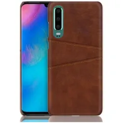 Screenguard Huawei P30 CardCaddy Leder Backcase mit Kartenfächern (Huawei P30), Smartphone Hülle, Braun