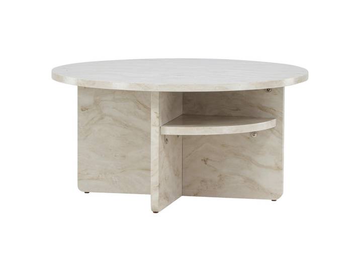 Livetastic Couchtisch, Beige, Marmoroptik, rund, 85x42x85 cm, Wohnzimmer, Wohnzimmertische, Couchtische, Couchtische Marmoroptik
