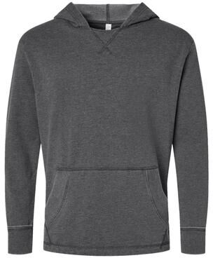 LAT 6936 Vintage Wash Hoodie in Washed Black size Large   Polyester Blend