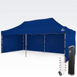 Ausstellungszelt 4x8m - mit 3 Wänden - Blau