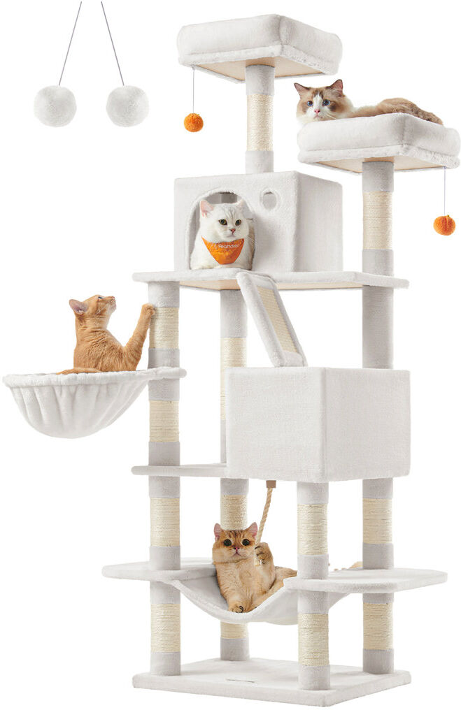 FEANDREA 168 cm H Cat Tree / Condo White 168cm H X 55cm W X 45cm D
