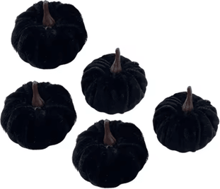 Inspire Curations 5PCS Artificial Foam Pumpkin Set Halloween Desktop Fall Decorations black