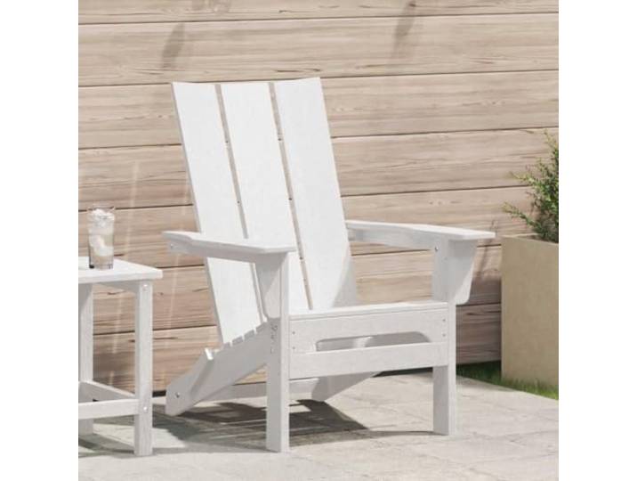 Klappbarer Adirondack-Stuhl Weiß 80,5 x 74,5 x 92 cm HDPE und Edelstahl Wetterfest, langlebig, ergonomisches Design, breite Armlehnen, schräge Rückenlehne, klappbar, einfache Reinigung, modernes