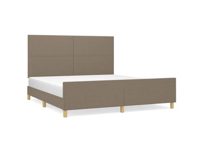 PUGYNBK Bettgestell mit Kopfteil, Stoff, Taupe, 160 x 200 cm Höhenverstellbar, robuste Füße, Holzlatten, atmungsaktiv, langlebig