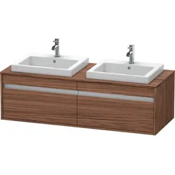 Duravit Ketho Waschtisch-Unterschrank KT6797B2121 140x55x42,6cm, Einbauwaschtische, 2 Auszüge, Ausschnitt beidseitig, nussbaum dunkel