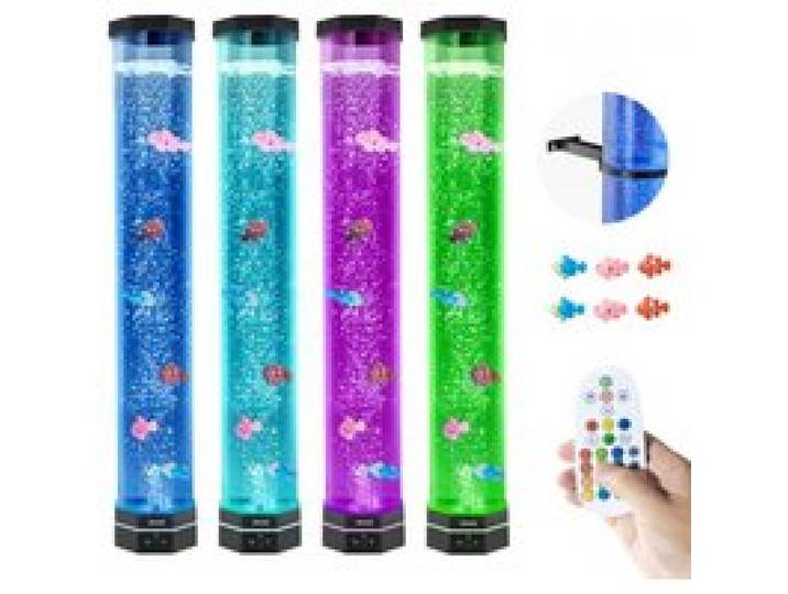 VEVOR Lavalampe mit 6 schwimmenden Fischen, 80 cm, Blasenlichtlampe, 16 Farbwechsel-Lichteffekte, Fernbedienung, Stimmungslicht, Aquarium Nachtlicht für Schlafzimmer, Wohnzimmer, Heimdekoration