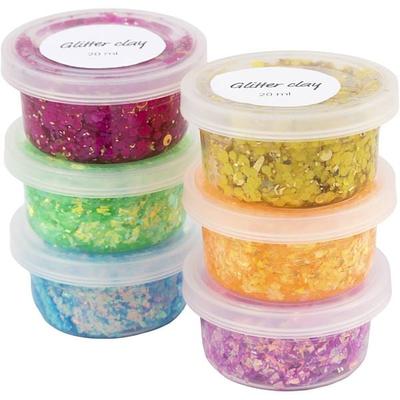 Creativ Company Glitter Clay, Sortierte Farben, 6x20 ml