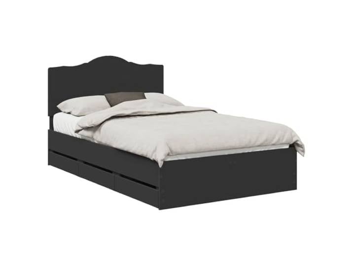 PUGYNBK Bettgestell Schwarz, 120 x 190 cm, Holz, Ingenieur Versteckte Aufbewahrung, feste Leisten, einfache Montage, einfache Reinigung