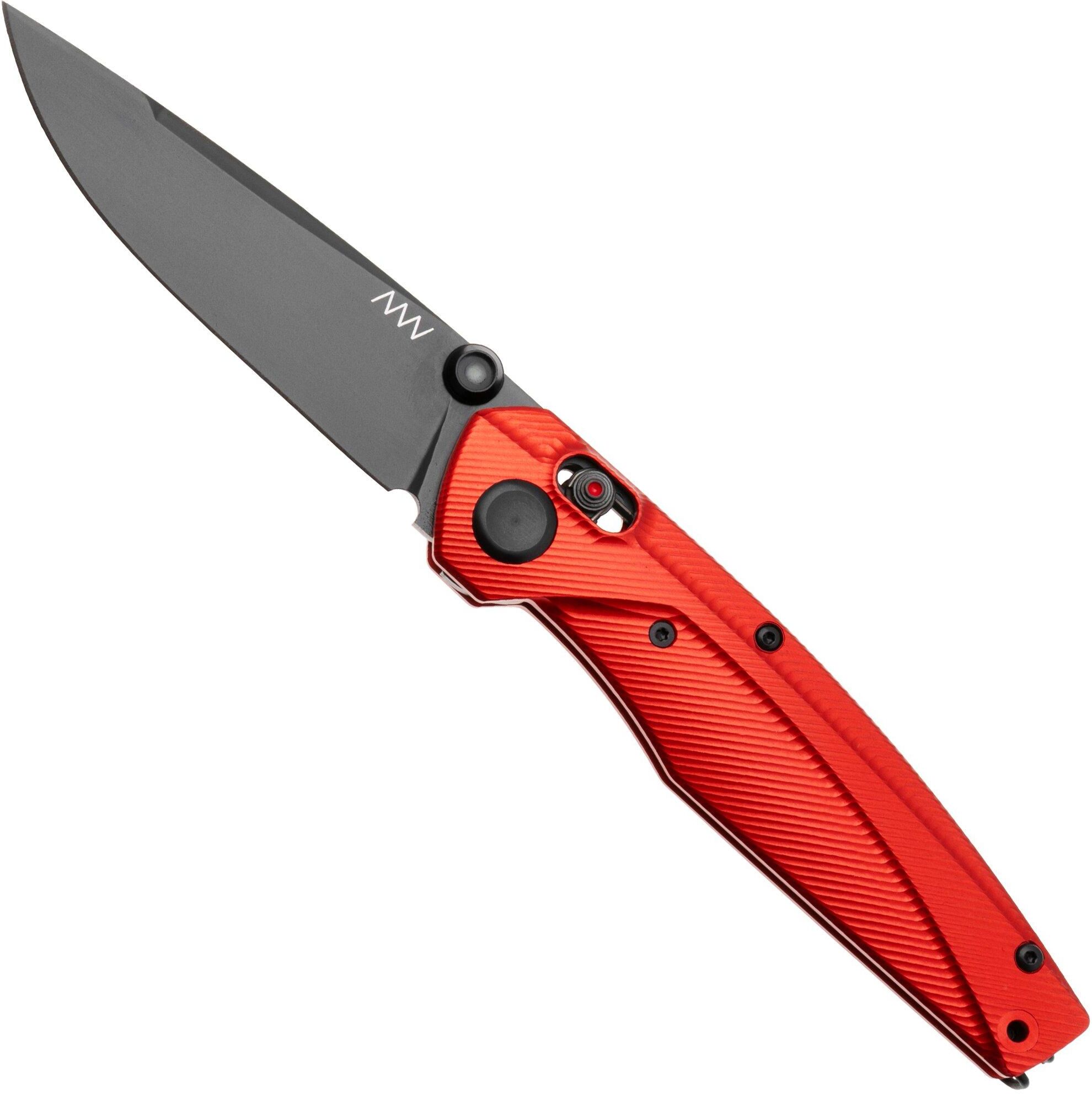 ANV: Acta Non Verba ANV A100 BB, A100-032 Black DLC Elmax, Red Aluminum, coltello da tasca