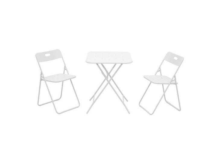 ComfortXL Bistroset Metall Weiß 3-tlg., Gartenmöbel, Gartengarnituren, Gartenmöbel-Sets