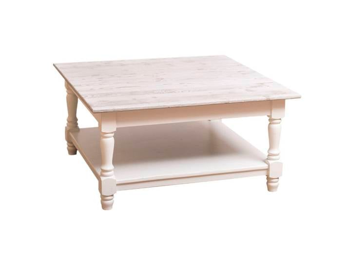 Vintage Couchtisch Massivholz quadratisch, weiß