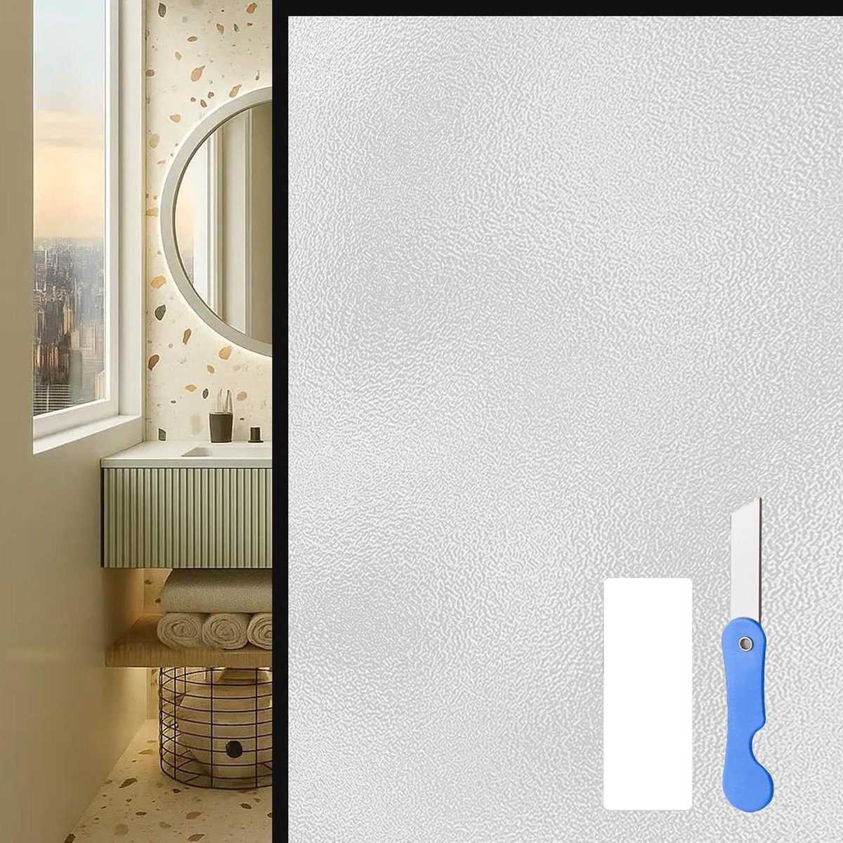 Raamfolie Privacy Matglas Wit - 50 x 230 cm - Zonder Lijm