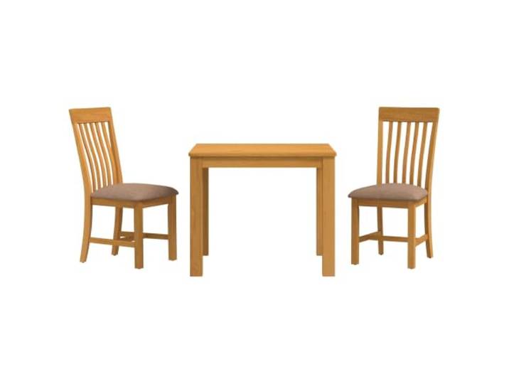 KTHLBRH 3-teiliges Esstisch-Set aus massivem Eichenholz, Grau Massives Eichenholz, modernes Design, einfache Montage, mit Schaumstoff gepolsterte Sitzfläche