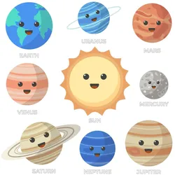 WANDAUFKLEBER 60x110cm - Lächelnde Planeten