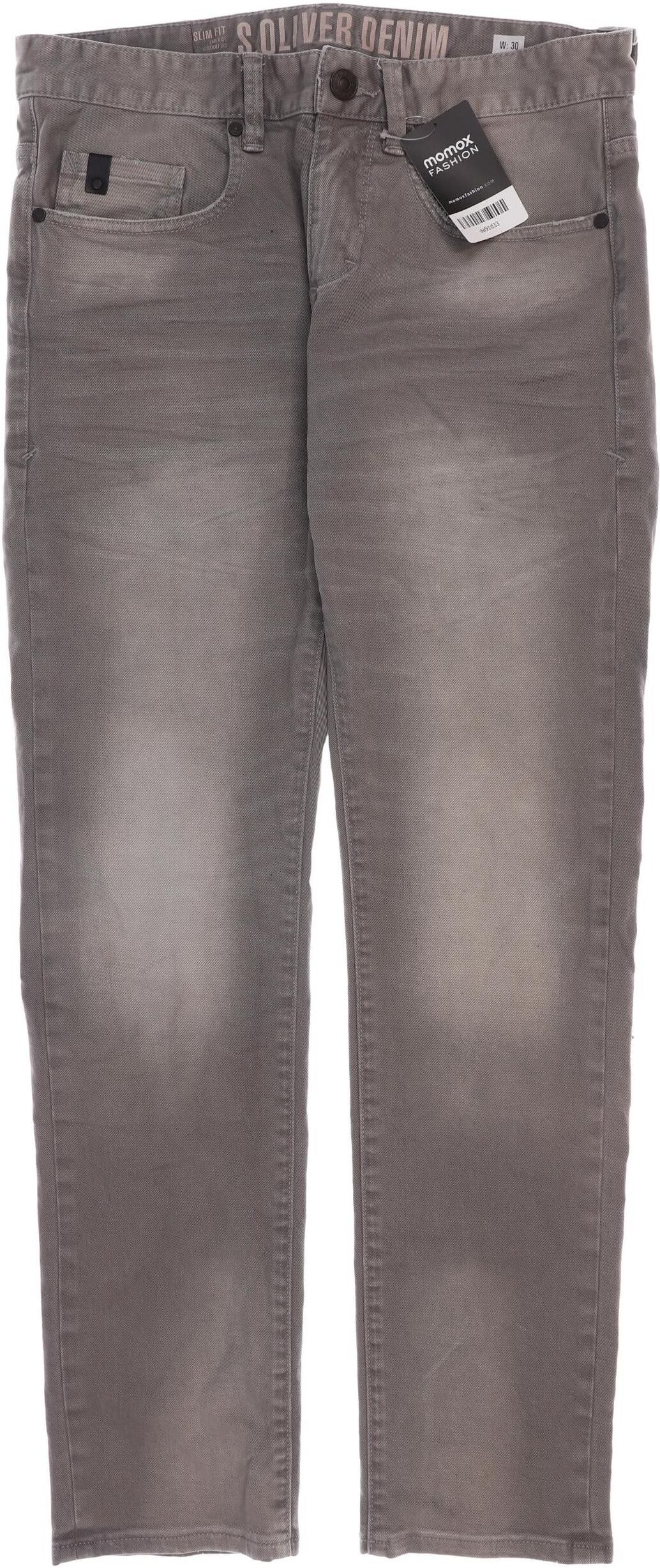 S. Oliver Herren Jeans, Grau, Gr. W30, Baumwolle / Elasthan / Leder - Second Hand