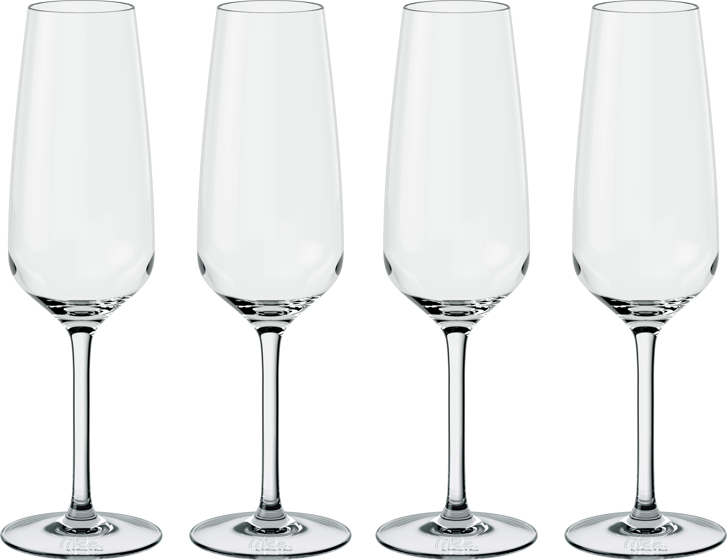 Gläser-Set "Essential Sekt-/Champagnerglas", transparent (klar), H:23,1cm Ø:7cm, Kristallglas, LIKE. BY VILLEROY & BOCH, Trinkgefässe, Gläser-Set klar Ø 7cm x 23,1cm, 120ml, 4