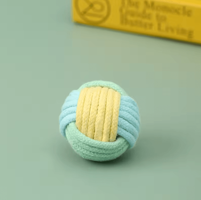 Inspire Curations KnotPlay Interactive Cotton Rope Ball Cat Toy yellow