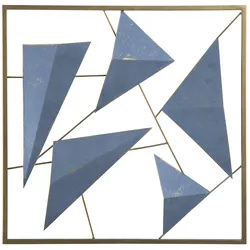 WANDDEKORATION Metall blau/gold Dreiecke Zinc