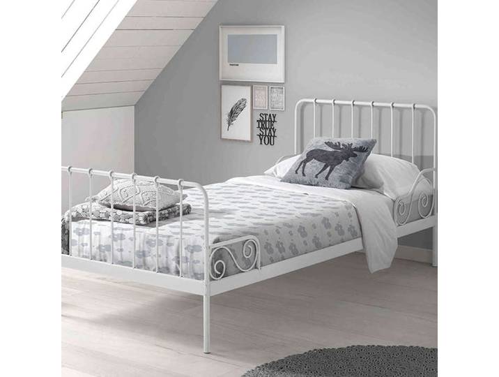 Lit en métal enfant blanc 90x200 LT2015 - Terre de nuit - Blanc - Terre de Nuit