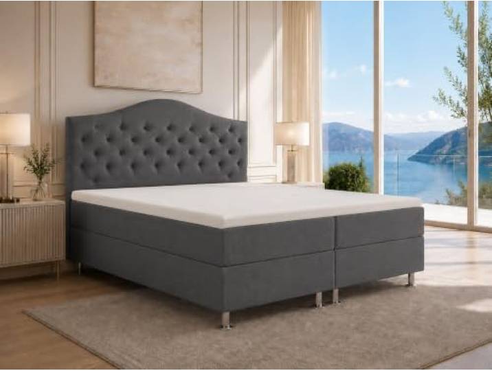 Best For Home Glamour Boxspringbett 180x200 cm, Bett mit staurum und Topper