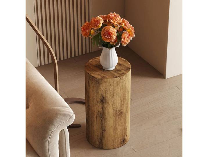 Table basse ronde en MDF avec aspect bois – Table d'appoint minimaliste table basse table à thé pour salon 30x30x50cm Bois