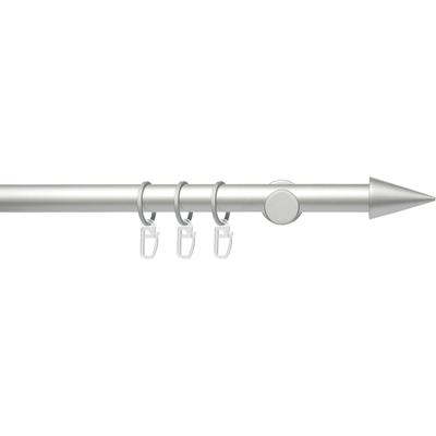 Gardinenstange LIEDECO "Fertigstilgarnitur 20 mm Power Spitze" Gr. 4, grau (aluminiumfarben), L:240cm Ø:2mm, Eisen, Gardinenstangen, Gardinenstange Komplett