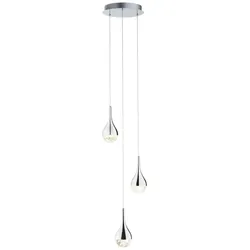 BRILLIANT Lampe Frizzante LED Pendelleuchte 3flg chrom easyDim   3x 5W LED integriert (SMD), (400lm, 3000K)   EasyDim: dimmbar mit herkömmlichen Lichtschaltern