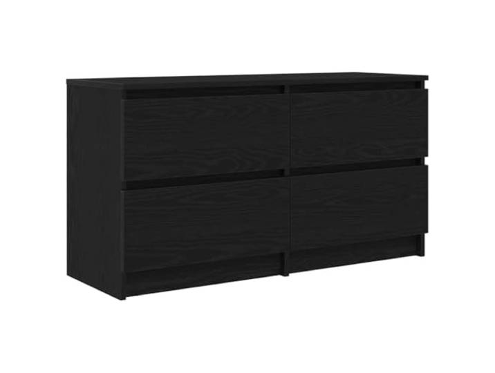 hliofuir TV-Schrank Schwarz 100x35x54 cm Lowboard mit 4 Schubladen Moderner Fernsehtisch aus Holzwerkstoff für Wohnzimmer und Schlafzimmer mit vier Schubladen für Ordner und Medien.