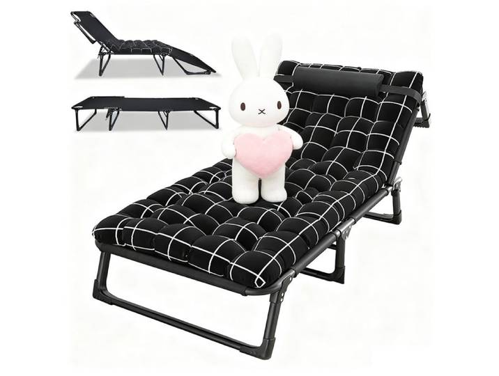 Lit d'Appoint Pliant Lit de camp 190 x 75 x 30cm Réglable en 4 positions Acier Noir - Matelas en Faux Coton