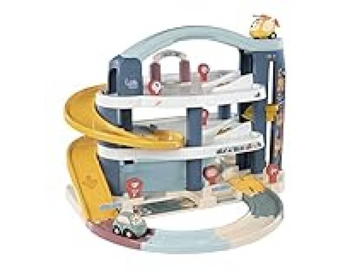 Smoby Little Grand Garage - 3 Niveaux - Voiture et Hélicoptère Inclus - Méga Rampe, Pompe à Essence, Héliport et Autres Accessoires - A Partir de 18 Mois - Fabrication Française