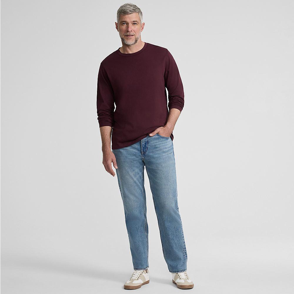 Supima Langarm-Shirt mit Rundhalsausschnitt, Herren, size: regular, Rot, Baumwolle, by Lands' End