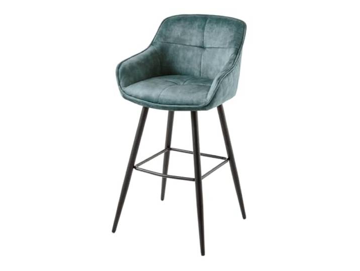 Barhocker EUPHORIA - 105cm - petrol - Samt Metall-Beine mit Lehne Armlehne, Ziersteppung, hoher Komfort, bequeme Polsterung, Design, Eyecatcher
