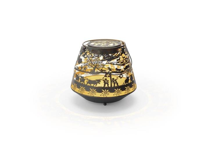STT LED Laterne Nova swissness , gold, Ø 26cm H: 23cm, Leuchten, LED Laterne
