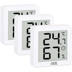 ADE digitales Thermo-/Hygrometer 3er-Set weiß WS2303