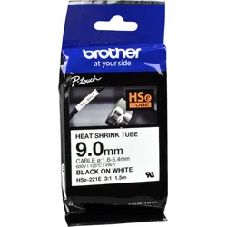 Brother P-Touch Schrumpfschlauch HSe-221E schwarz auf weiß 9mm x 1,5m