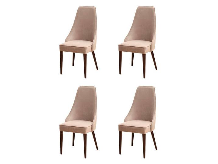 Xlmoebel Sitzgruppe Holzstühle mit Leder- und Stoffbezug für modernes Wohnen, (Sitzgruppe, 4-tlg., 4x Stühle), Hergestellt in Europa