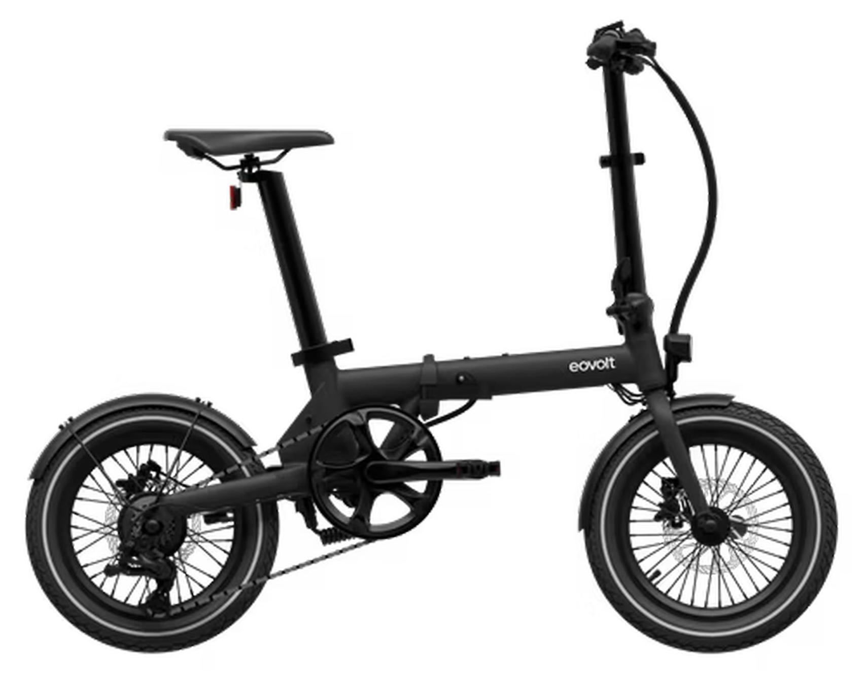 EOVOLT Morning 16" E-Faltrad Onyx Black - Ultraleichtes E-Klapprad mit Samsung Akku & Hydraulikbremsen