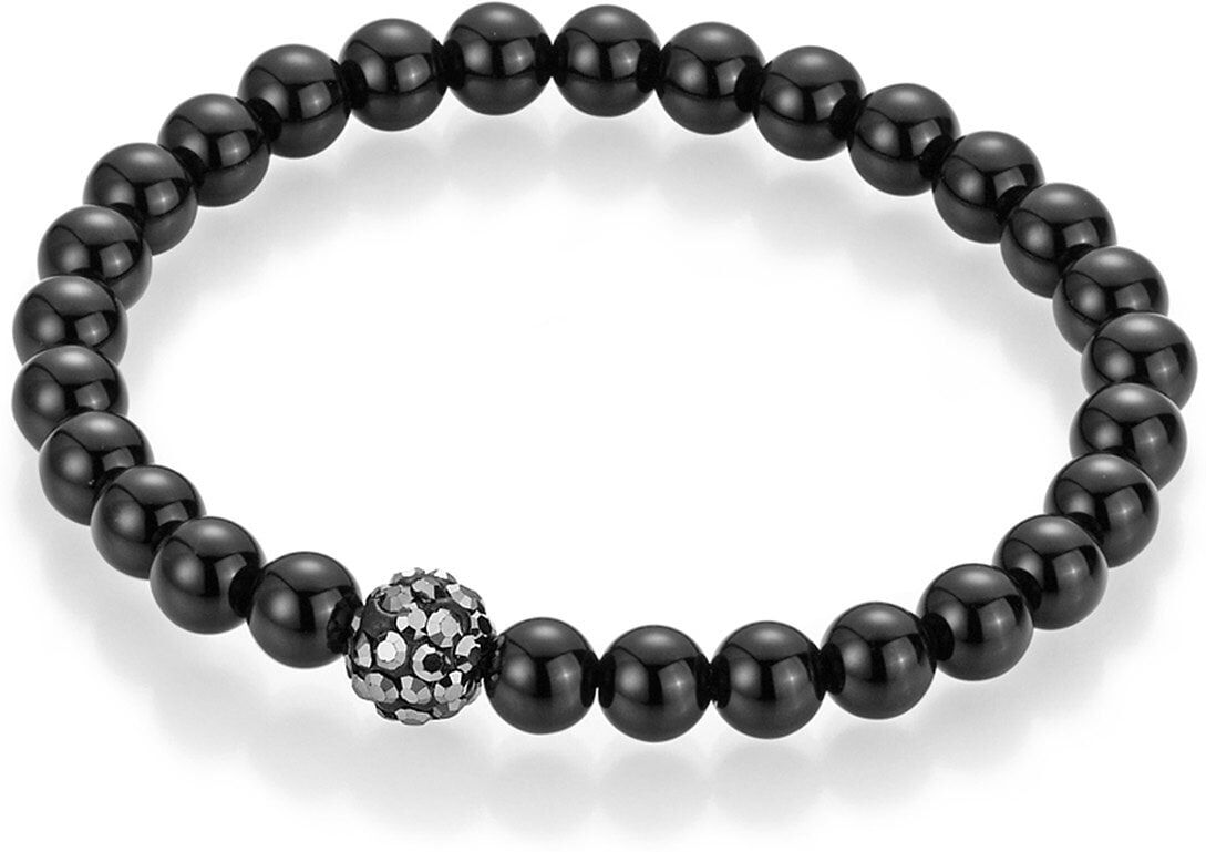 Armband FIRETTI "Schmuck Geschenk Armschmuck Armkette Edelstein Farbstein Achat", schwarz (schwarz, grau, schwarz, grau), Armbänder, Mädchen, 17cm, Materialmix, Armband, mit Achat und Kristallsteinen schwarz, grau, schwarz, grau 17cm, Materialmix