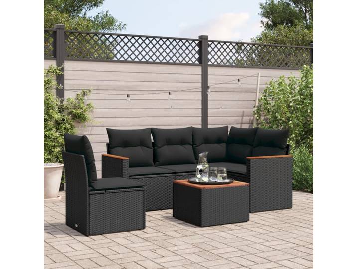 vidaXL Patio Sofa Set 6-Sitzer Black