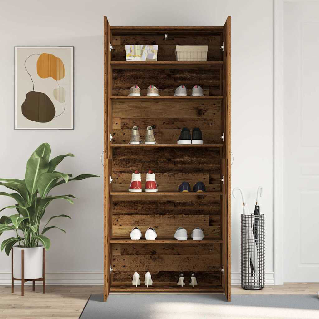Brayden Studio Shoe Cabinet With Door 80 X 35.5 X 180 Cm Engineered Wood Brown 18