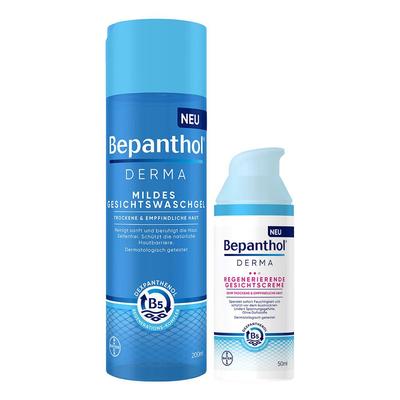 Bepanthol Derma mildes Gesichtswaschgel + regenerierende Gesichtscreme 1 St Set