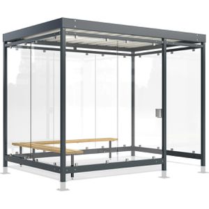 WSM Personenunterstand Professional Köln K3 d/b BS, anthrazit, 3 Wände + Windfang aus Glas, 318 x 217cm (B/T), für 6 Personen