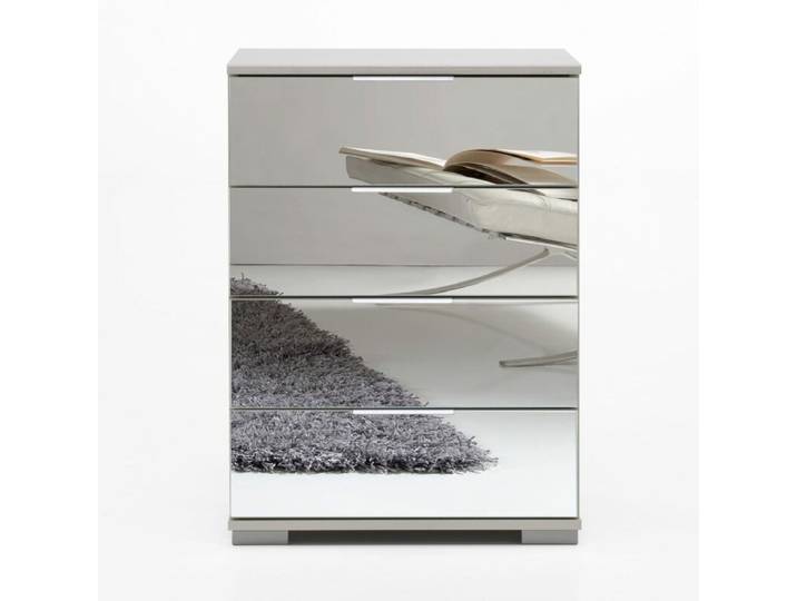 Wimex Easy Plus Nachtkommode - Dekor weiß, Spiegelglas Modern