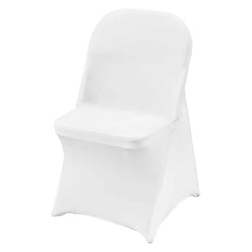 VEVOR Stretch Spandex Klapstoelhoezen, Universele Wasbare Beschermhoezen voor Eetkamerstoelen, Wit, 100 stuks