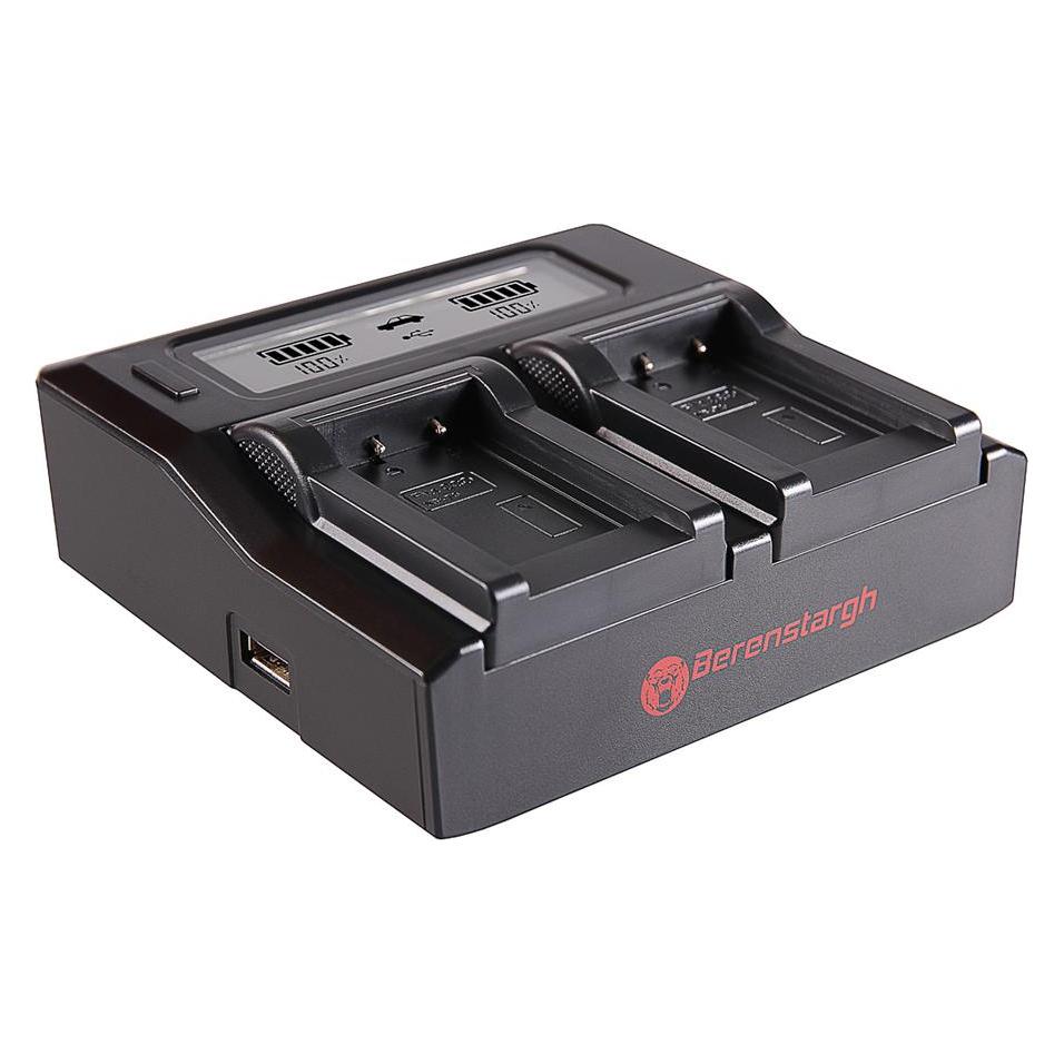 Berenstargh Dual LCD USB Ladegerät f. Casio NP-70 Exilim EXZ150 EX-Z150 EXZ155 EX-Z155 EXZ250 EX-Z25 (Ladegerät ohne Akku) (61064514)