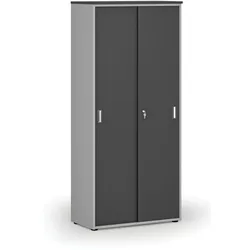 Schrank mit Schiebetür PRIMO GRAY, 800 x 420 x 1781 mm, grau/Graphit