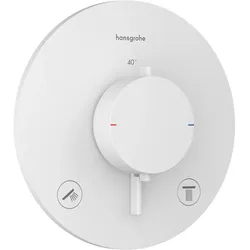 Hansgrohe Ecostat Comfort S Thermostat Unterputz, 2 Verbraucher, Mattweiß, einfache Installation, Sicherheitssperre bei 40°C
