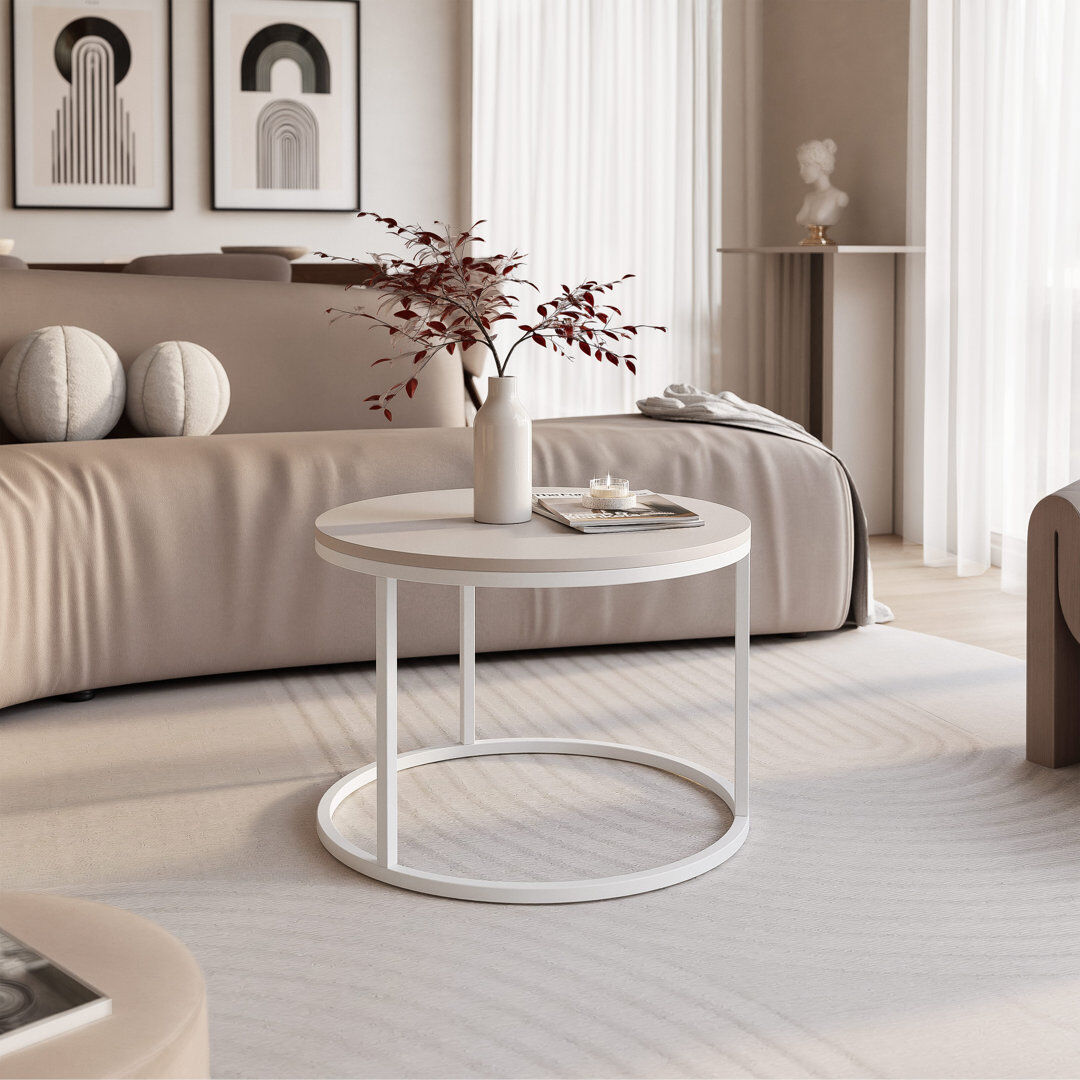 Idohome Coffee Table with Storage White/Cashmere 42 cm H x 60 cm L x 60 cm W